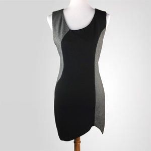 Love Riche Black Gray Asymmetrical Work Dress